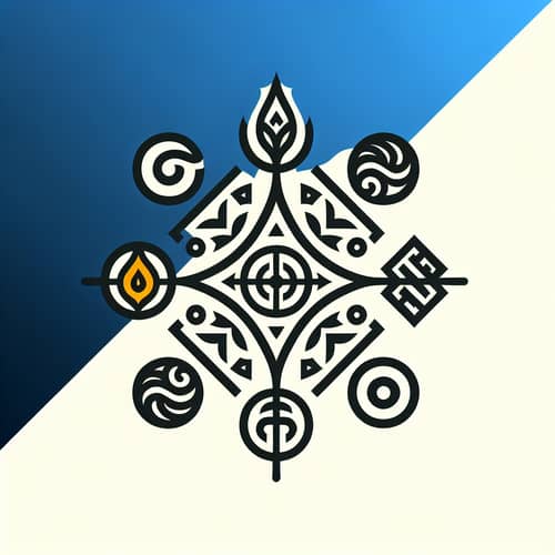 Intricate Logo Design with Five Symbols Arranged Harmoniously