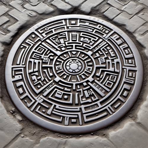 Urban Metal Manhole Cover | Markings & Wear Patterns