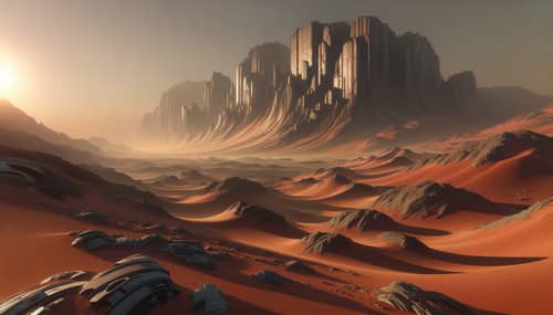 Reddish Earth Landscape on Mysterious Dune-Style Planet