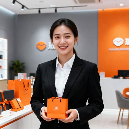 Promotional Gifts Salesperson in Corporate Attire Promotional Gifts Salesperson in Corporate Attire