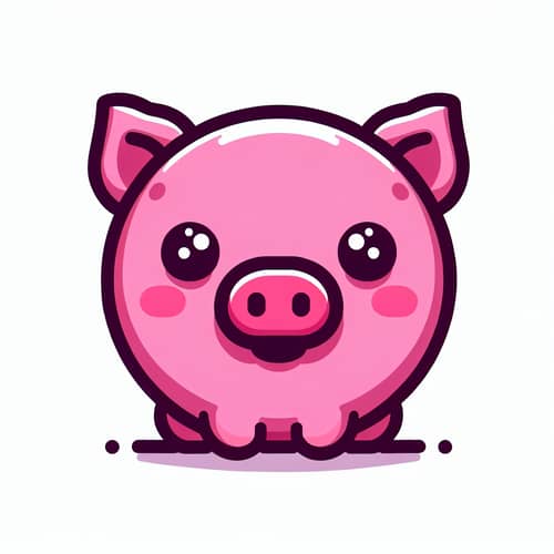 Friendly Bald Pink Cartoon Pig Character with Soft Alien Face