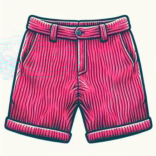 Bright Pink Corduroy Shorts | Cartoon Style