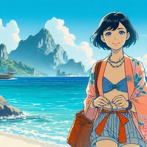 Japanese Animation Bikini Beach Scene