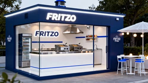 Modern FRITZO Fries Kiosk 3D Visualization Modern FRITZO Fries Kiosk 3D Visualization