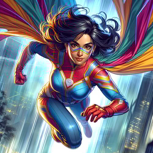 Dynamic Female Superhero | South Asian Woman with Vibrant Costume