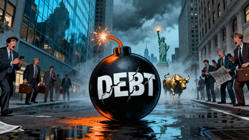 Cinematic Cartoon Bomb Illustrating Debt on Wall Street