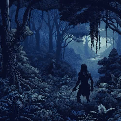 Ancient Jungle Vector Art: Mystique and Primal Ruggedness