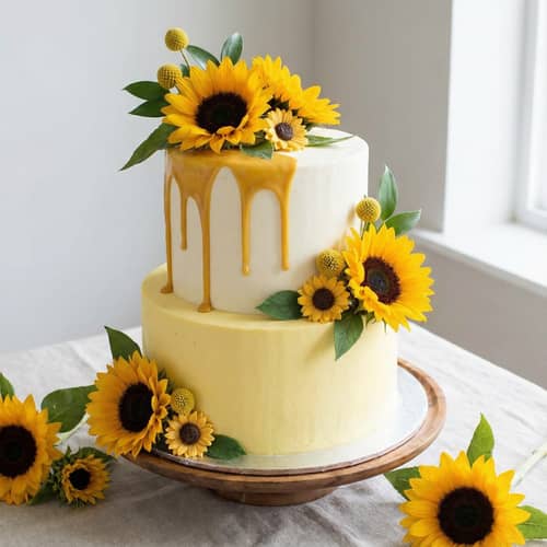 Stunning Two-Tier Yellow and White Cake Stunning Two-Tier Yellow and White Cake
