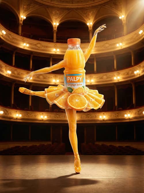 Ballet Dancer Orange Soda Bottle Art