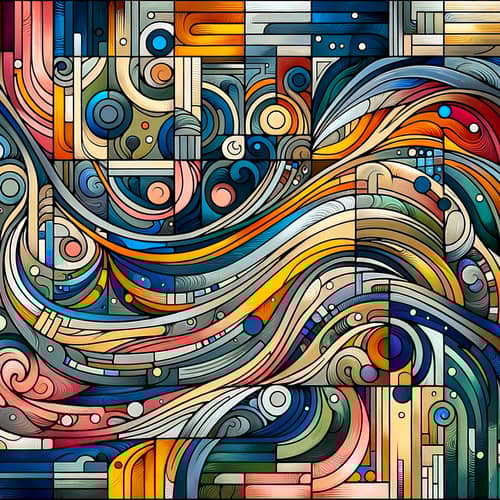 Intricate Geometric and Organic Design with Colors and Balance