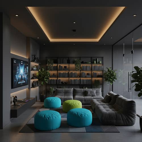 Dark Minimalist Office Lounge Design Ideas