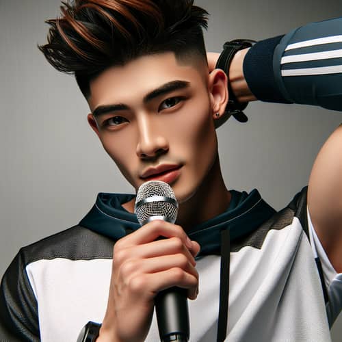 Trendy Asian Musician with Modern Fashion Style
