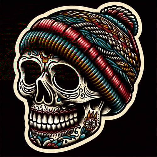 Smiling Skull with Beanie - American Traditional Tattoo