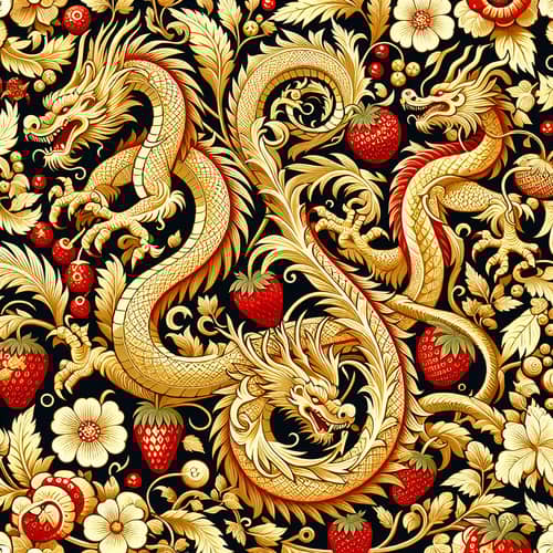 Golden Dragons Khokhloma Pattern | Intricate and Fantastical Design