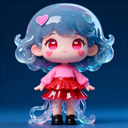 Chibi Cartoon Girl with Heart Sticker - Cute Art Chibi Cartoon Girl with Heart Sticker - Cute Art