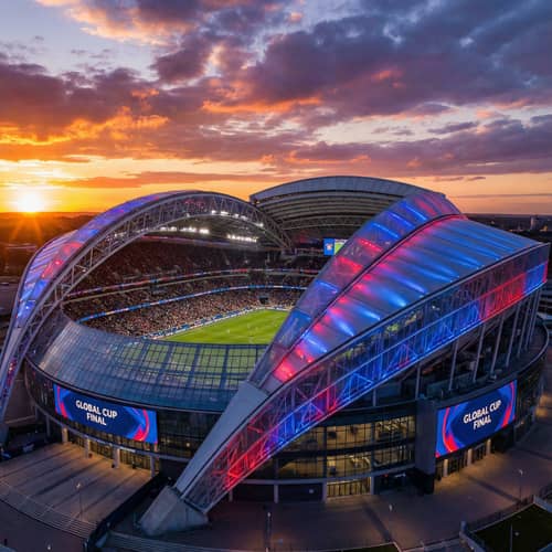 Stunning Modern Football Stadium at Sunset Stunning Modern Football Stadium at Sunset