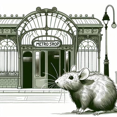Large Rat at Parisian Metro Stop: Curious and Unique View