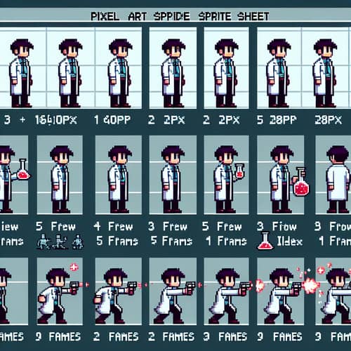 Pixel Art Rick Sanchez Lab Coat Sprite Sheet - Character Animations