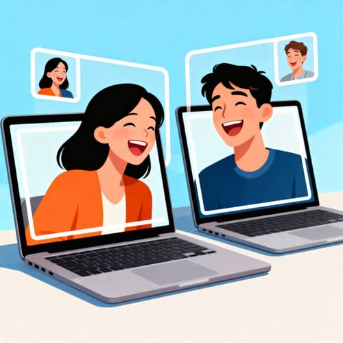 Laughing Together: Fun Video Call Moments Laughing Together: Fun Video Call Moments