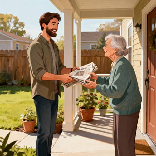 Cheerful Neighbors Sharing News Together