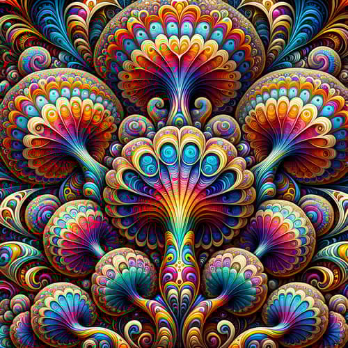 Psychedelic Fractal Mushroom Art: Alex Grey Inspired Designs