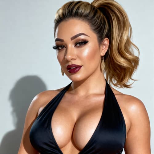 Glamorous Busty Model with Flawless Makeup