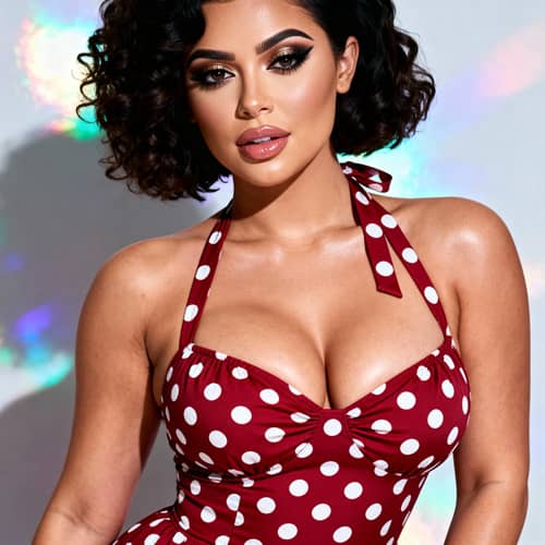Stunning Hourglass Model in Polka Dot Dress Stunning Hourglass Model in Polka Dot Dress