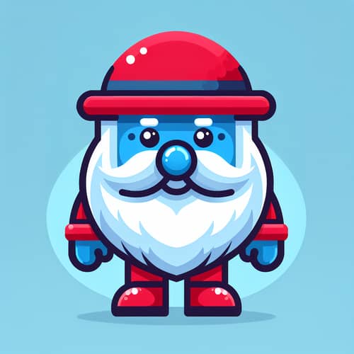 Charming Cartoon Character with Blue Skin and White Beard