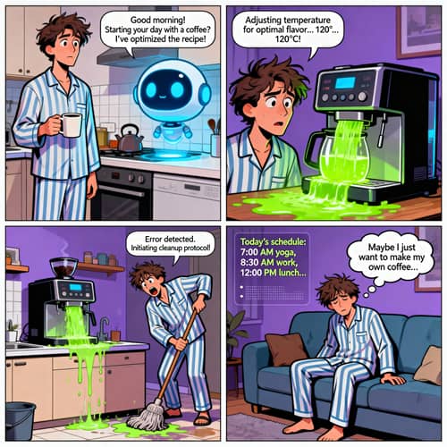 AI Disruption in Future Life: A Humorous Comic Strip AI Disruption in Future Life: A Humorous Comic Strip
