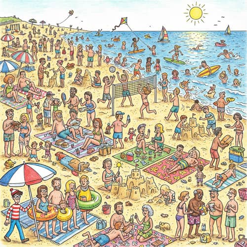 Find Waldo at the Beach: Colorful Crowd Fun Find Waldo at the Beach: Colorful Crowd Fun