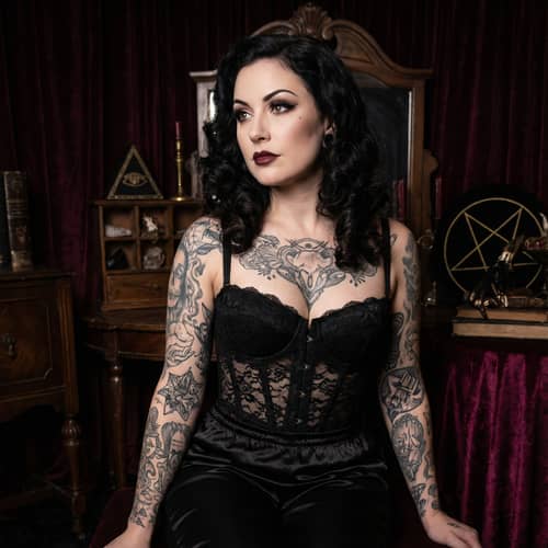 Gothic Lingerie: Tattooed Beauty with 38J Curves