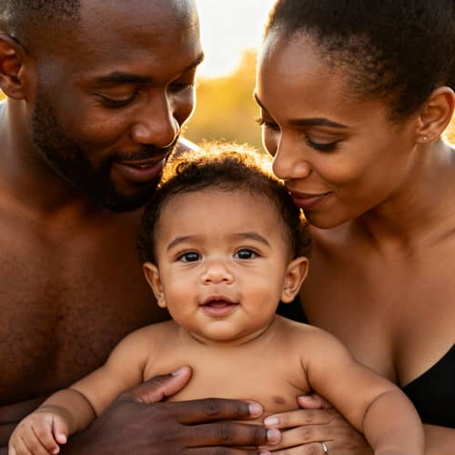 Diverse Family Portrait: Baby, Daddy, and Mommy Diverse Family Portrait: Baby, Daddy, and Mommy