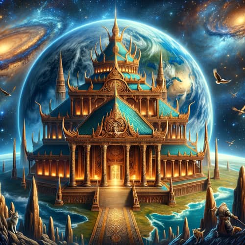 Valhalla Grand Hall of Norse Mythology - Mythical Illustration