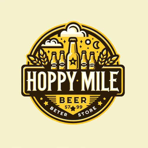 Hoppy Mile Beer Store | Yellow & Brown Logo Design