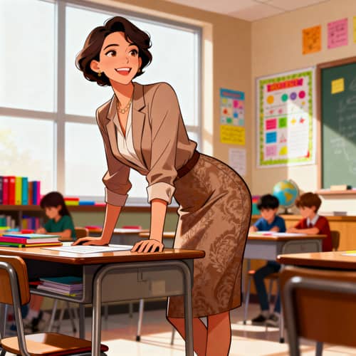 Engaging Classroom Scene with Confident Teacher