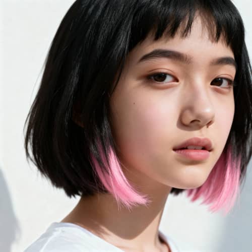 17-Year-Old Woman with Pink-Gradient Hair Photo 17-Year-Old Woman with Pink-Gradient Hair Photo