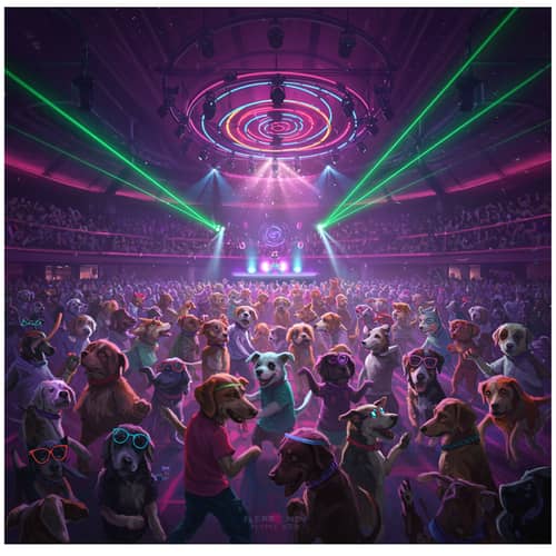 Rave Party with Techno Music for Dogs