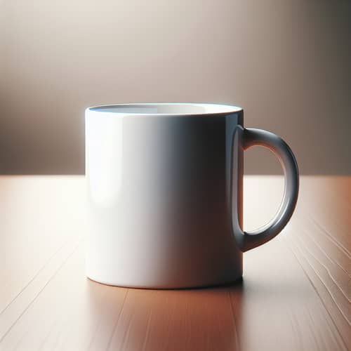 White Porcelain Mug Mockup on Wooden Table