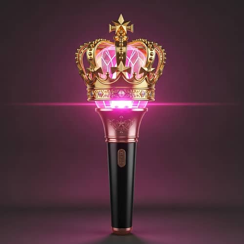 K-Pop Lightstick with Crown - Pink Gold & Black