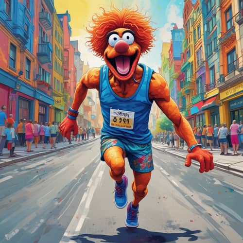 Vibrant Muppet Runner in Berlin Streets
