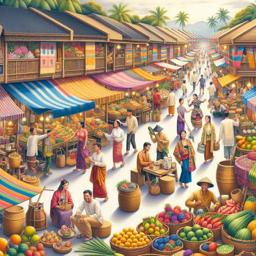 Colorful Traditional Filipino Market with Diverse Vendors
