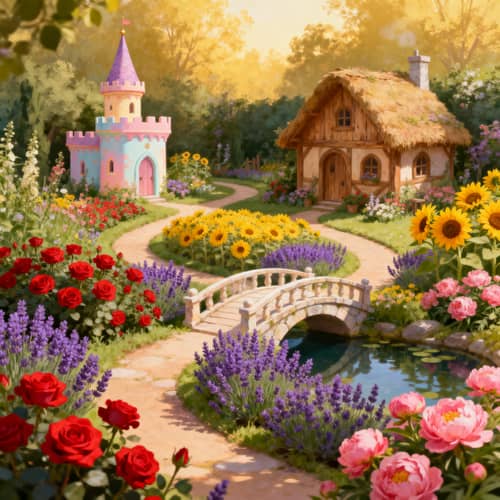 Fairytale Flower Garden: A Colorful Paradise Fairytale Flower Garden: A Colorful Paradise