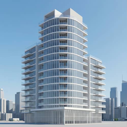 Modern White Building Design with Glass Elements