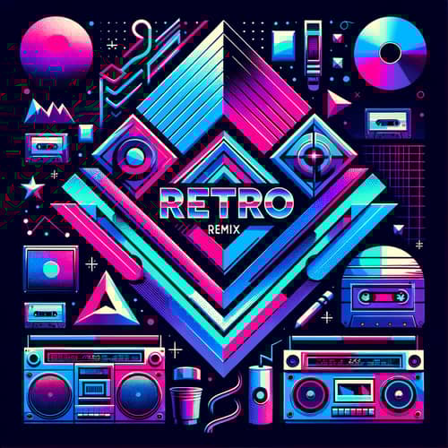 80's Neon Theme Retro Remix Illustration