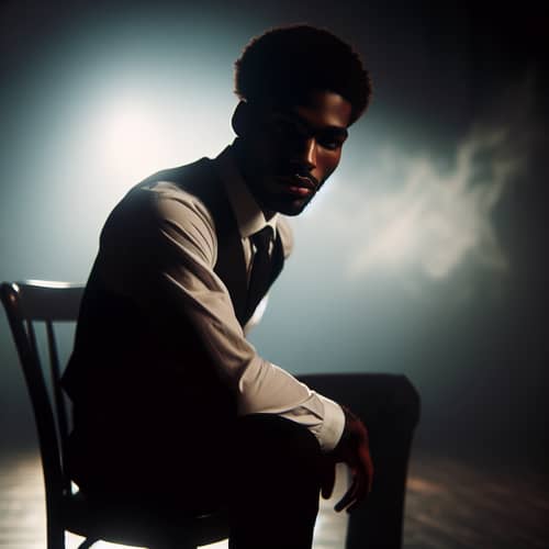 Mysterious Black Man in Chair - Atmospheric Portrait