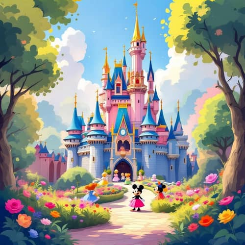 Whimsical Castle in a Magical Garden - Fantasy Art