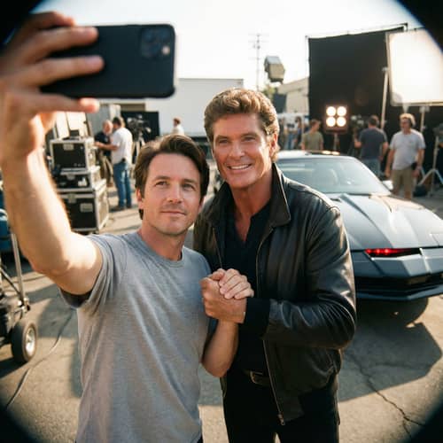 Epic Selfie with David Hasselhoff on Knight Rider Set Epic Selfie with David Hasselhoff on Knight Rider Set