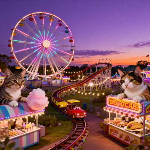 Vibrant Amusement Park Scene | Ferris Wheel & Festive Vibes Vibrant Amusement Park Scene | Ferris Wheel & Festive Vibes