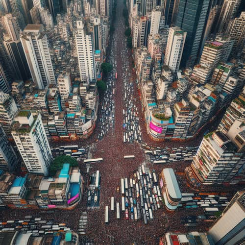 Crowded Cityscape: Vivid Example of Overpopulation