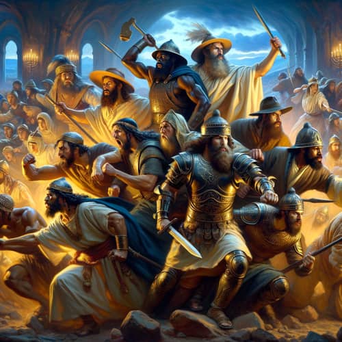 Diverse Maccabee Warriors Defending Chanukkah in Epic Battle